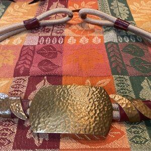 Unique Vintage Gold Hammered Brass Boho Renn Stretch Belt RENN FAIRE